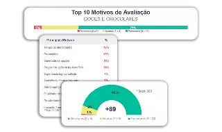Exemplo de relatório com os principais motivos de avaliação do segmento